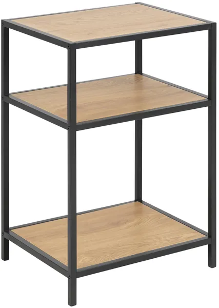 ACT NORDIC Seaford nattduksbord - natur/svart papper vild ek/metall, med 2 hyllor